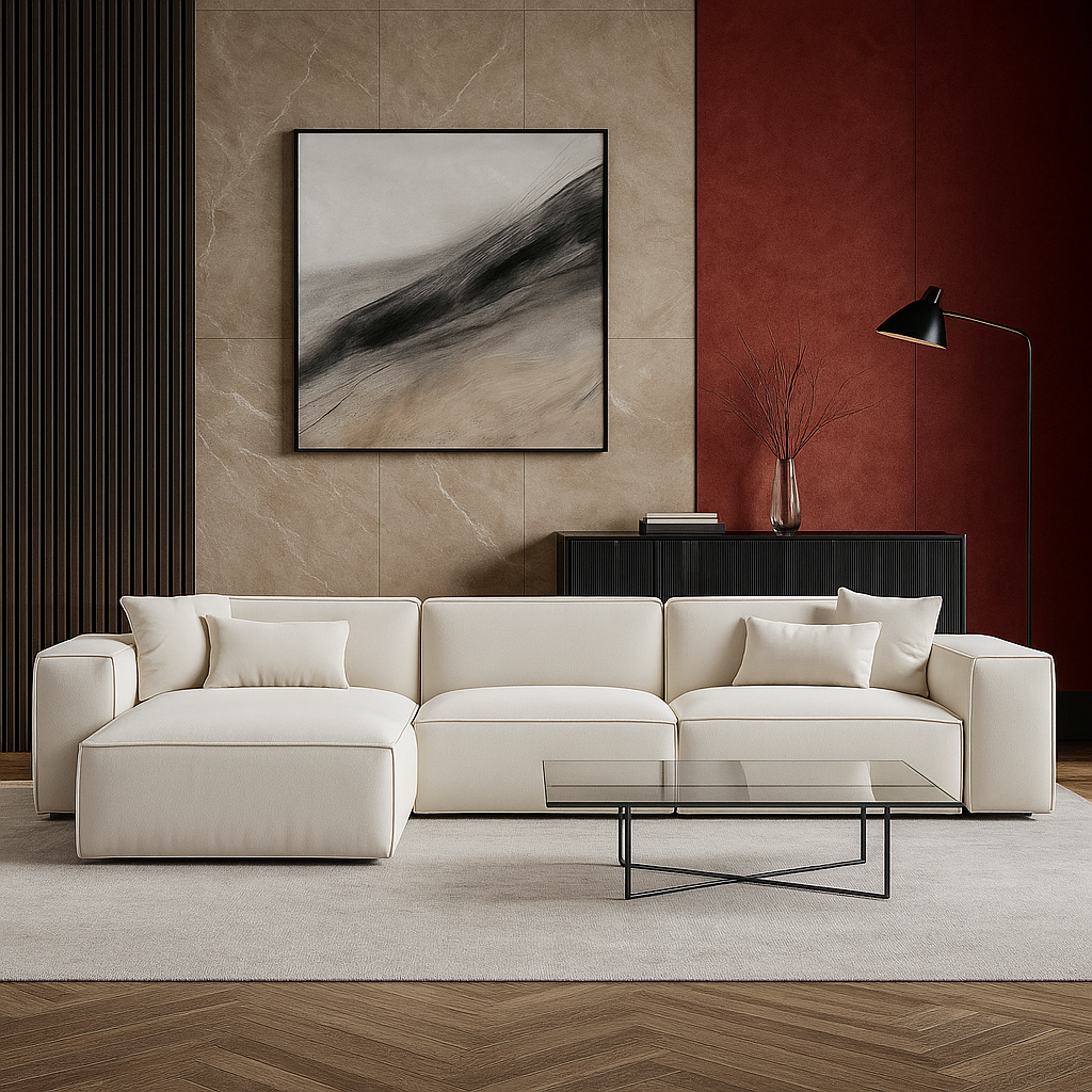 Alwan Premium Ivory Modular L-Shape Sofa