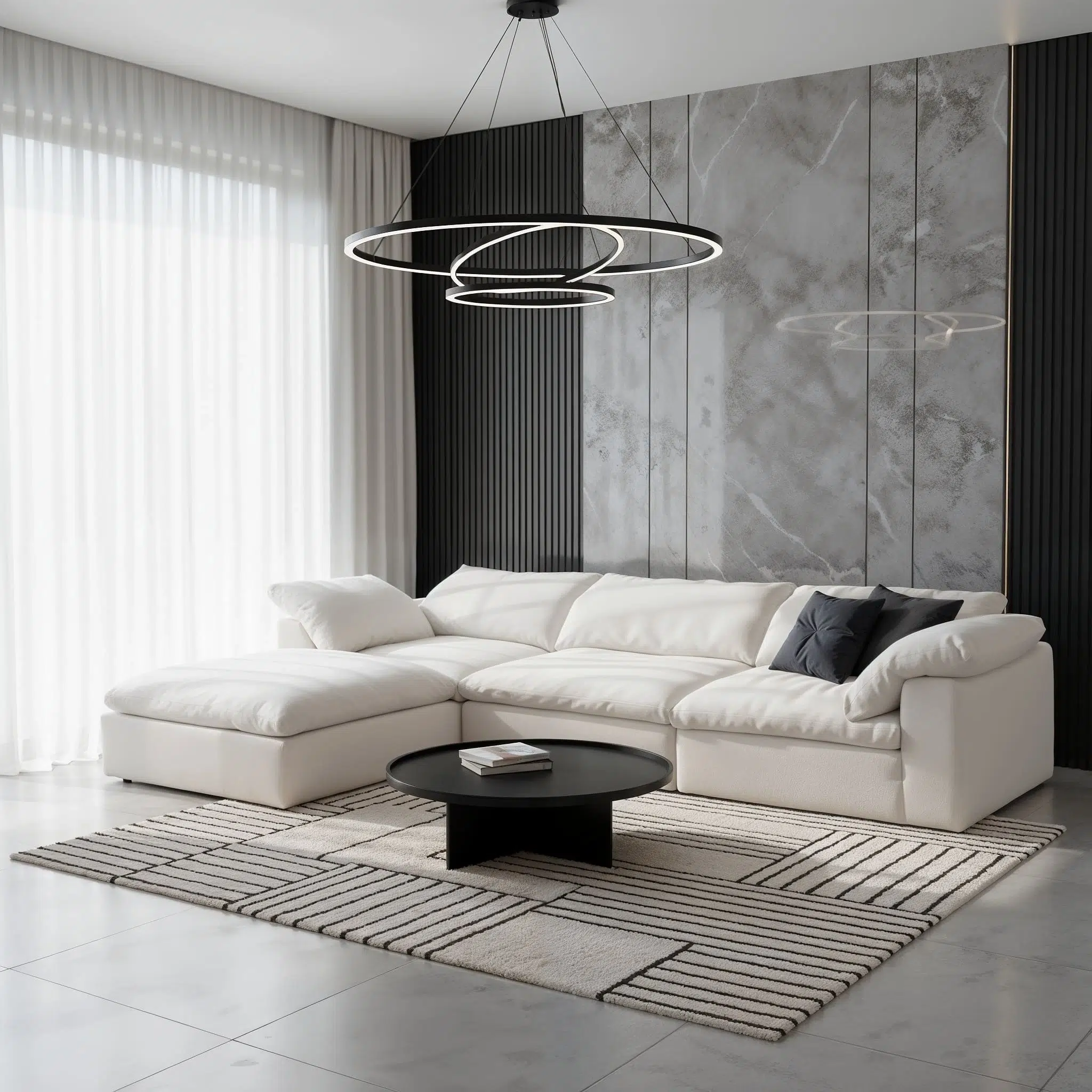 Modern Luxe L-Shape Sectional Sofa Set