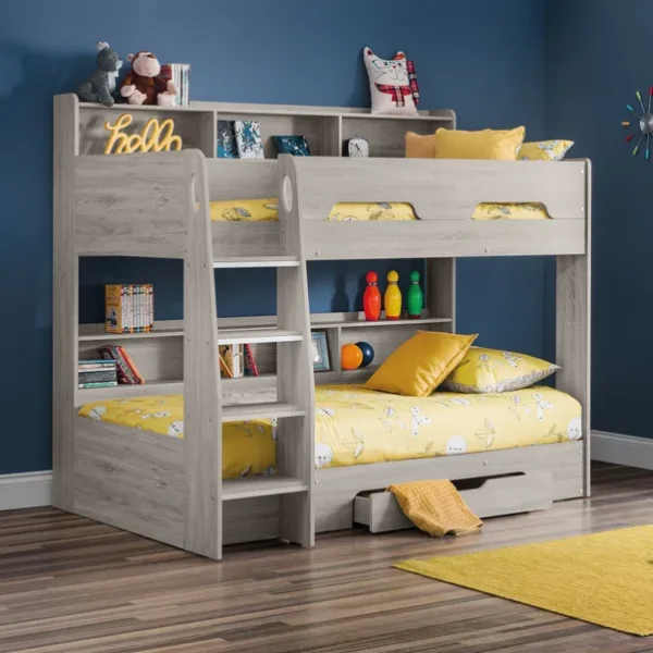 Modern Kids Wooden Bunk Bed with Storage