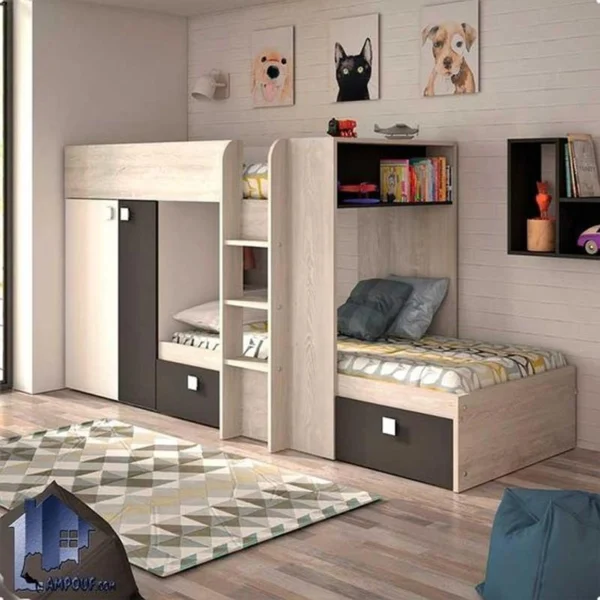 Alwan Premium Multi-Functional L-Shaped Bunk Bed with Wardrobe & Storage