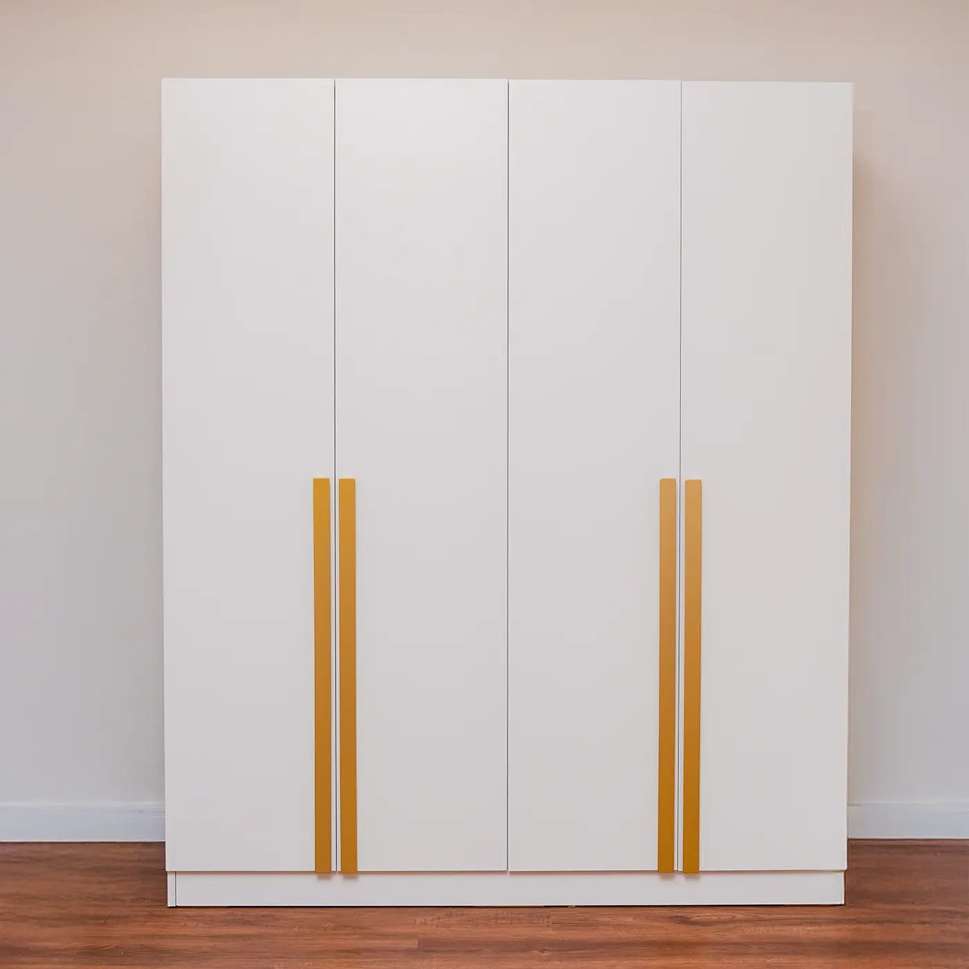 Alwan Nordic Minimalist 4-Door Wardrobe with Premium Gold Handles
