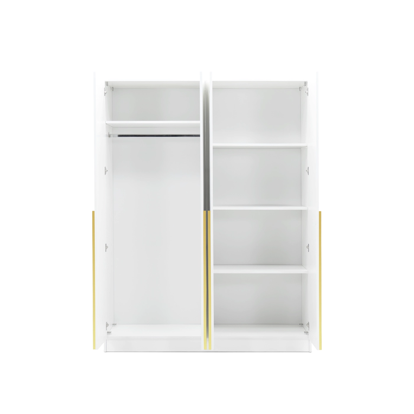 Alwan Nordic Minimalist 4-Door Wardrobe with Premium Gold Handles