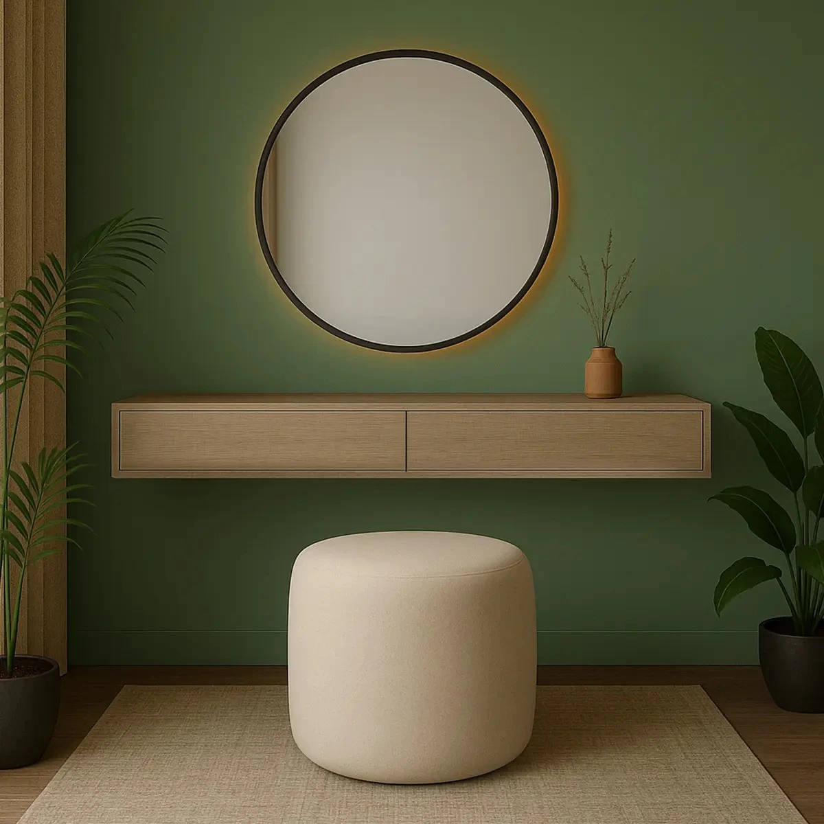 Alwan Corlisse Floating Vanity Console with Backlit LED Mirror 