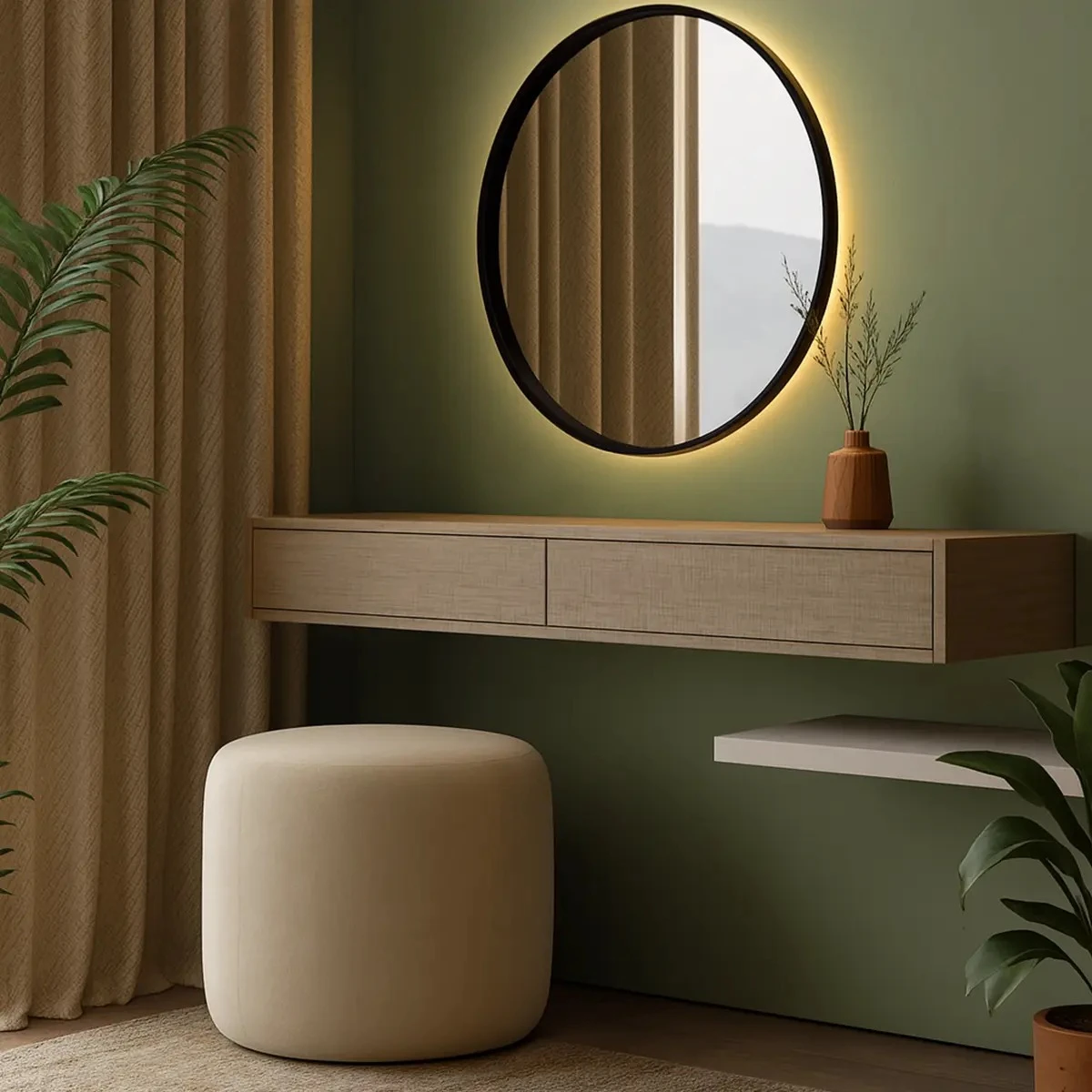 Alwan Corlisse Floating Vanity Console with Backlit LED Mirror 