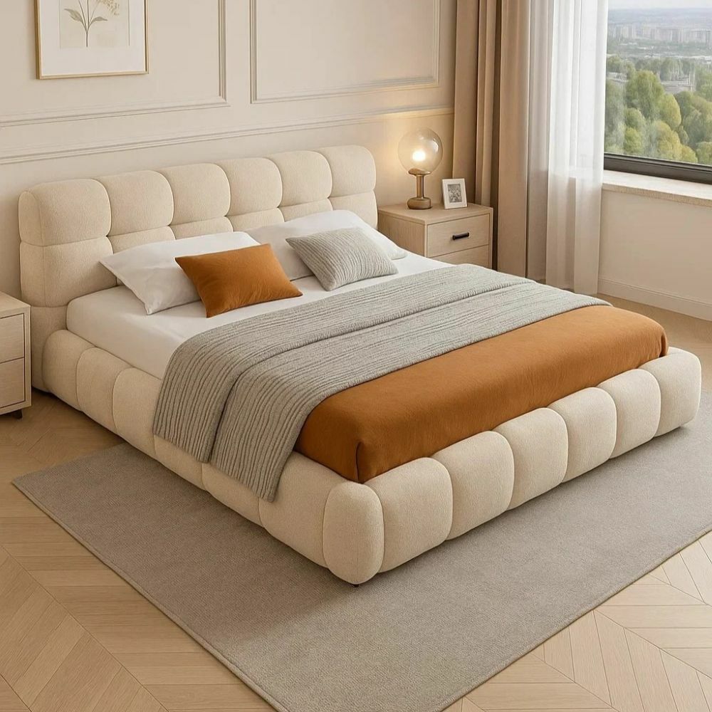 The CloudTuft Bouclé Upholstered Platform Bed Frame
