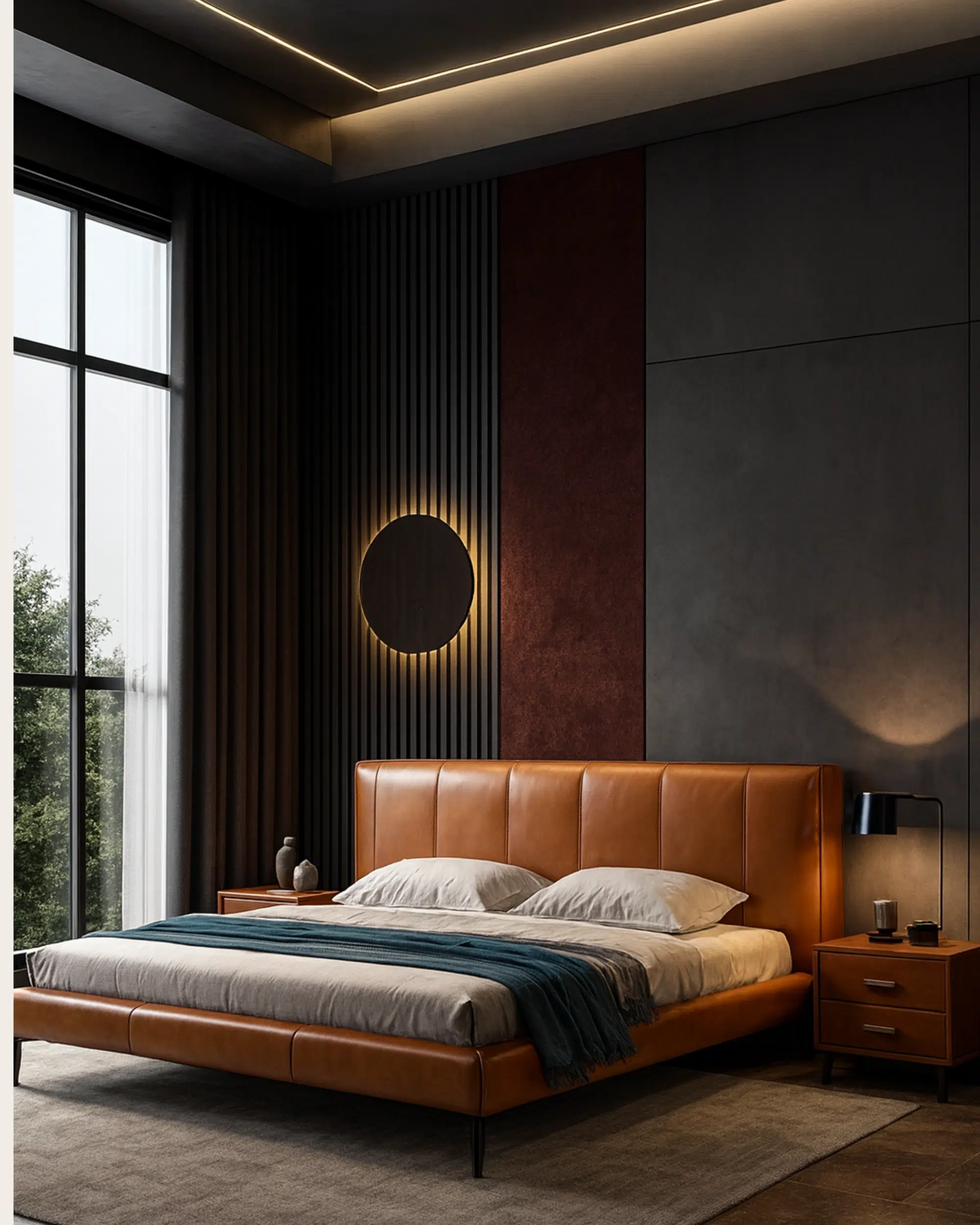 The Linea Premium Leather Modern Platform Bed