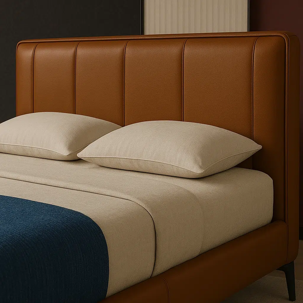 The Linea Premium Leather Modern Platform Bed