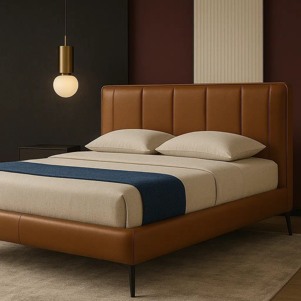 The Linea Premium Leather Modern Platform Bed