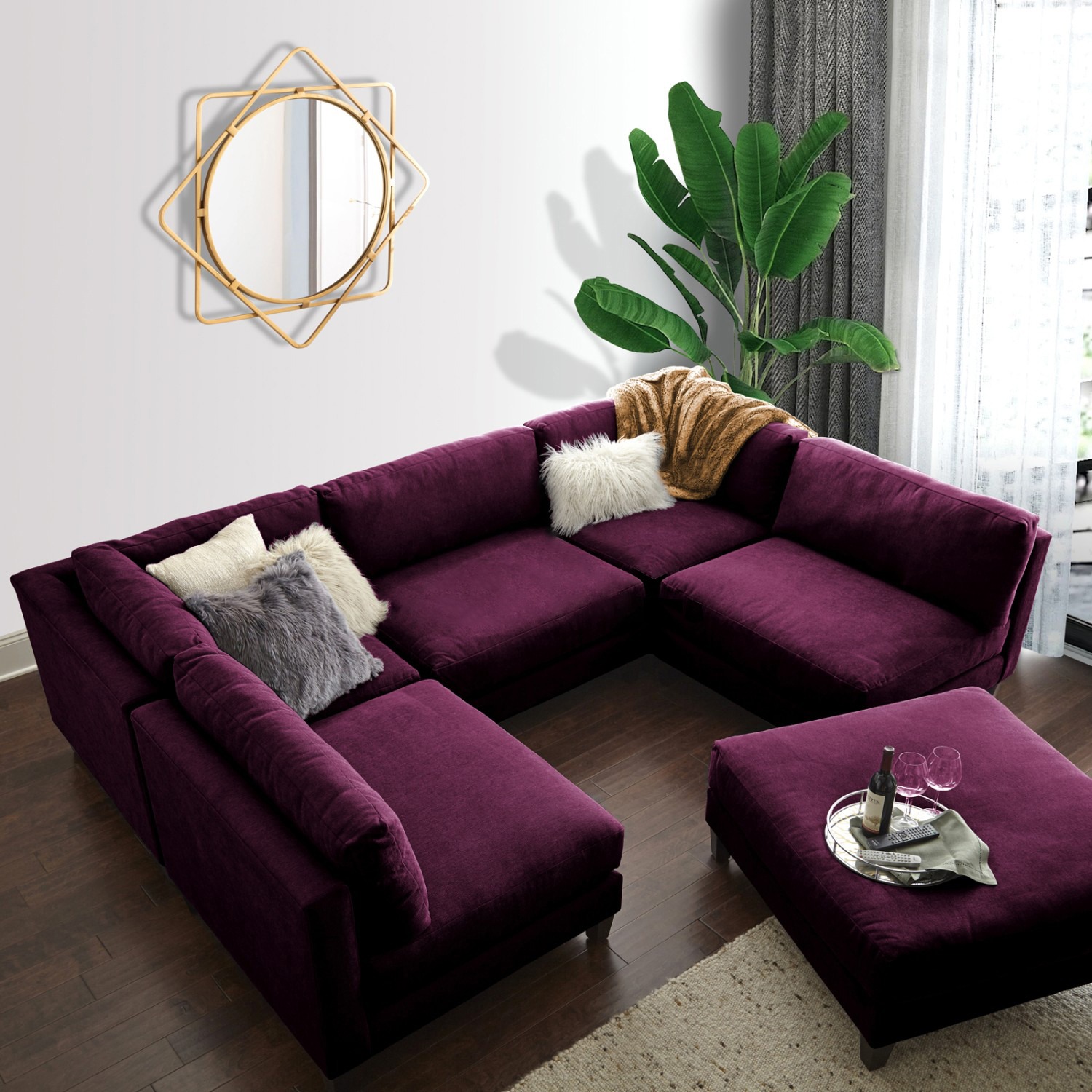 The Serene Modular U-Shaped Sectional Sofa & Ottoman Set