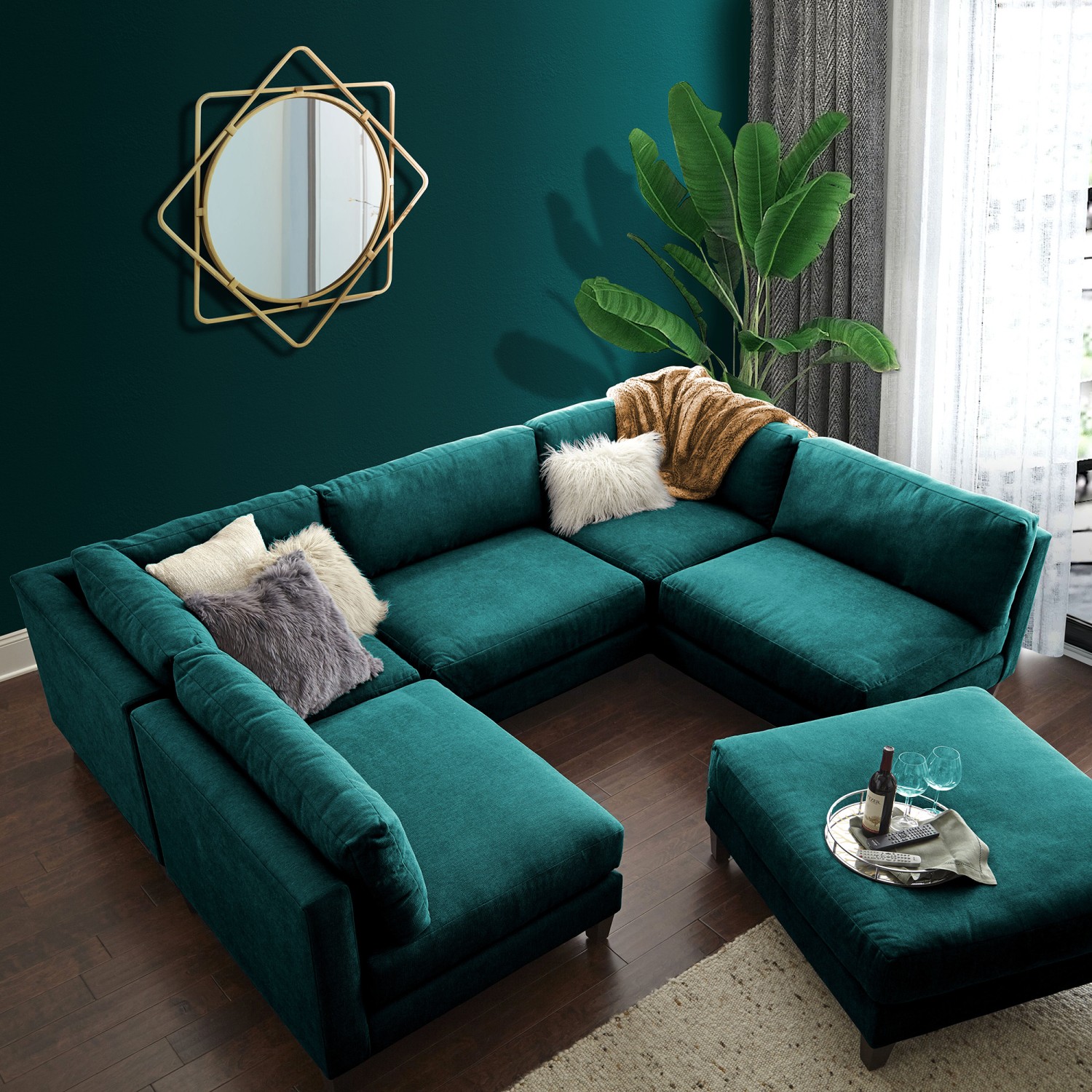 The Serene Modular U-Shaped Sectional Sofa & Ottoman Set