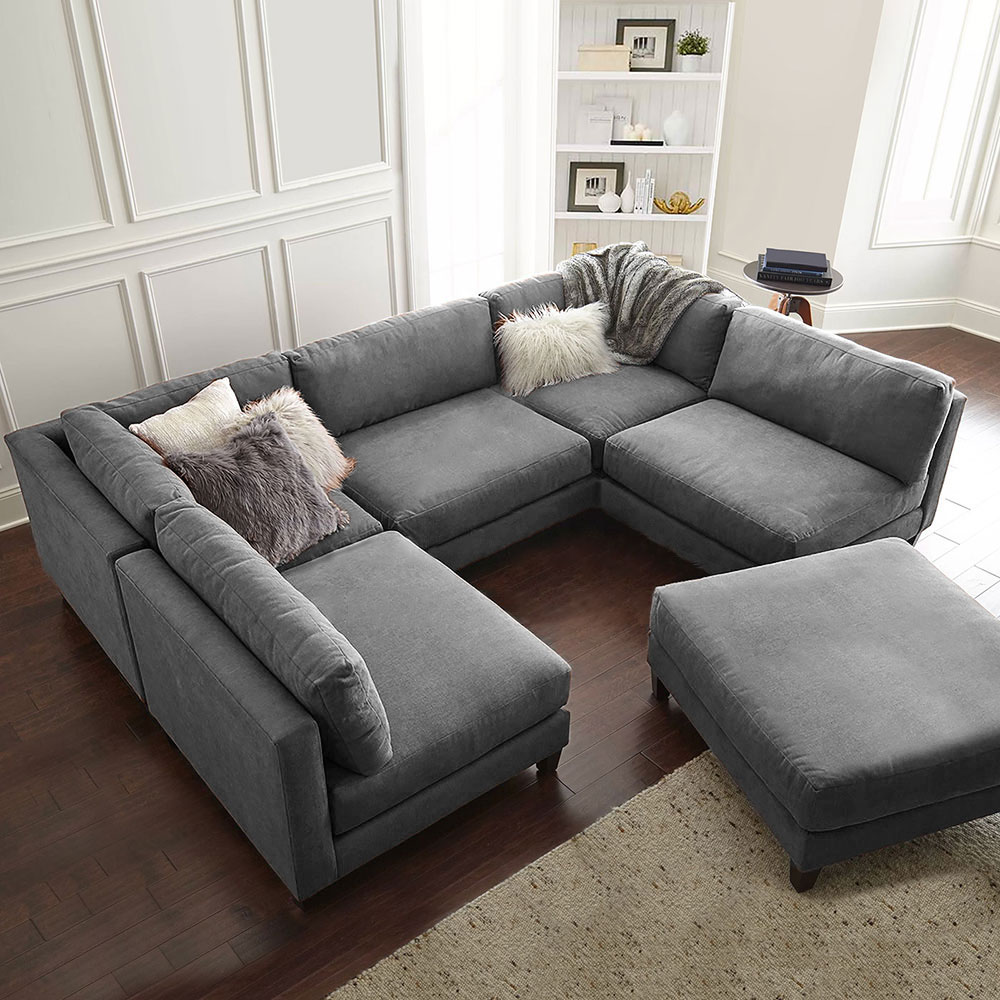 The Serene Modular U-Shaped Sectional Sofa & Ottoman Set
