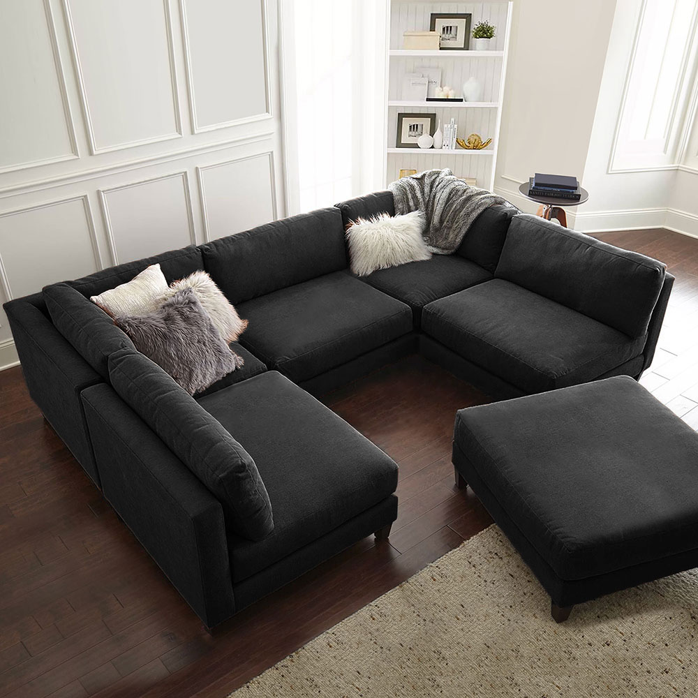 The Serene Modular U-Shaped Sectional Sofa & Ottoman Set