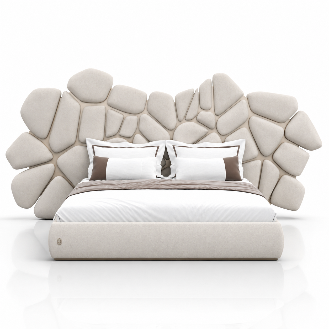 The Gaia Avant-Garde Organic Pebble Bouclé Bed Frame