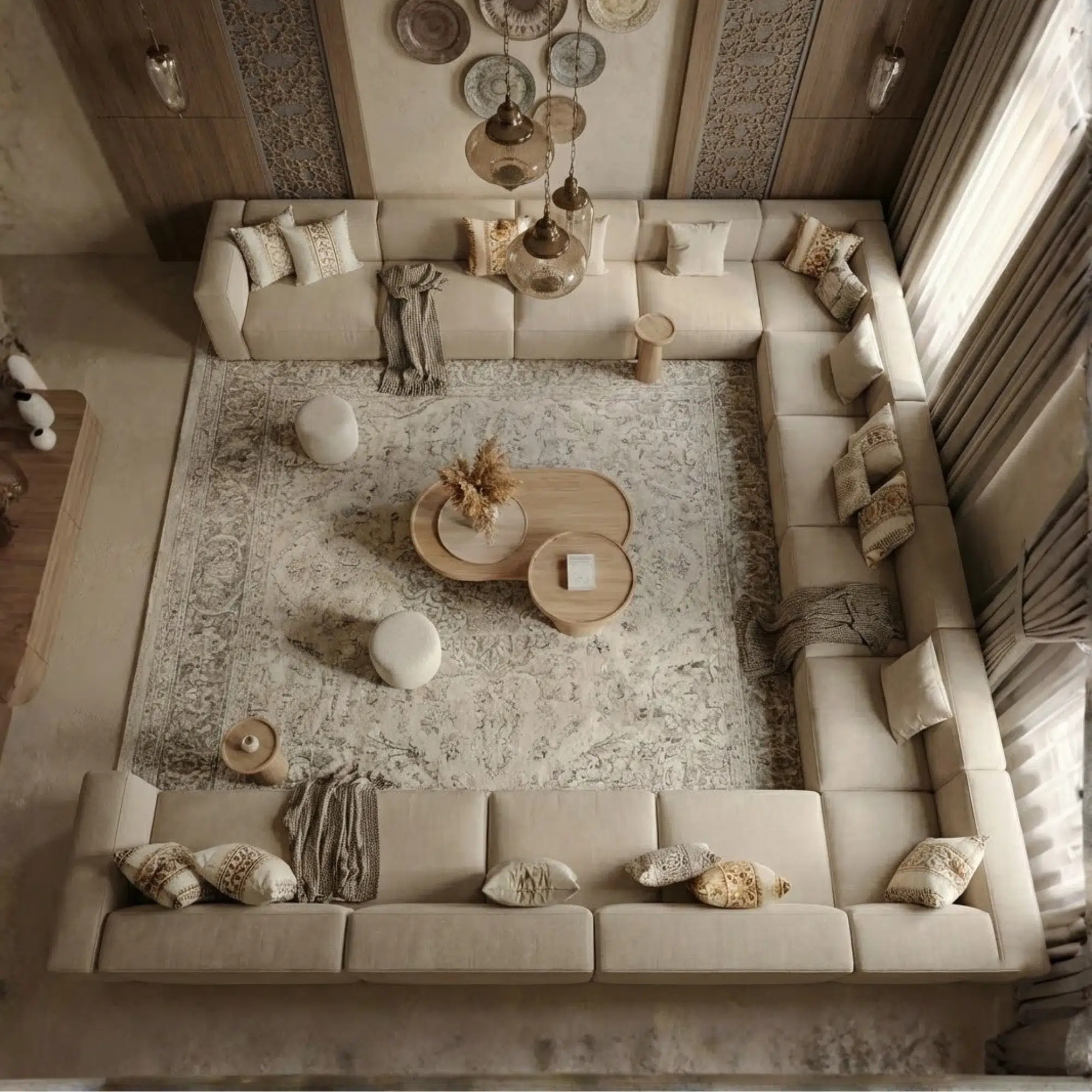 The Auroville Luxury U-Shaped Arabic Majlis Seating Sofa
