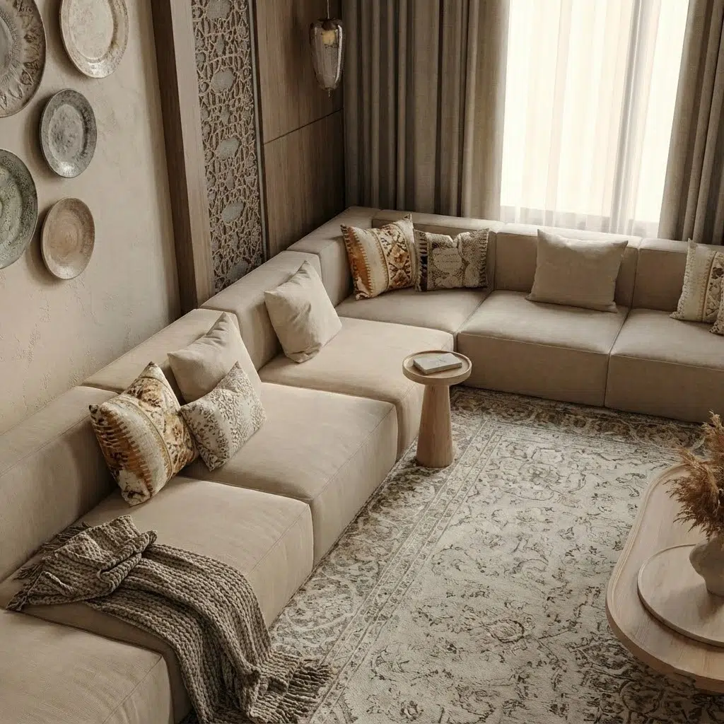 The Auroville Luxury U-Shaped Arabic Majlis Seating Sofa