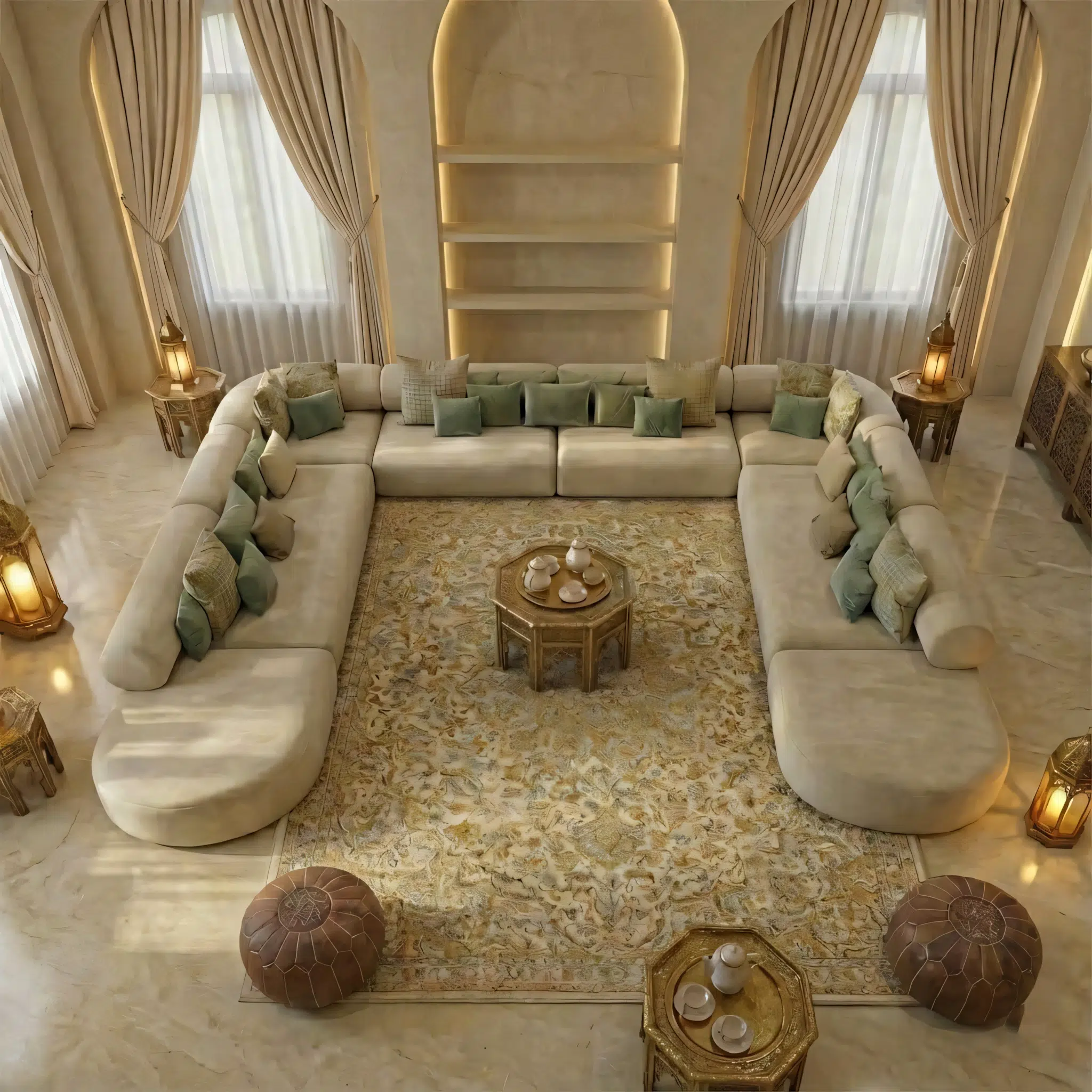 The Ilvena Luxury Curved-End Arabic Majlis Seating Sofa