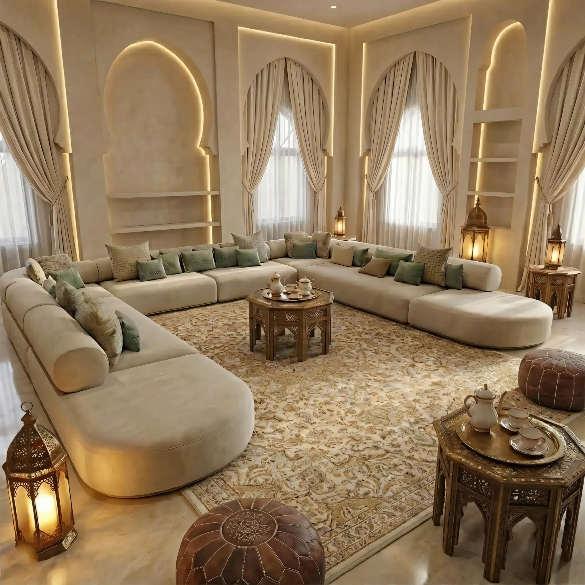 The Ilvena Luxury Curved-End Arabic Majlis Seating Sofa