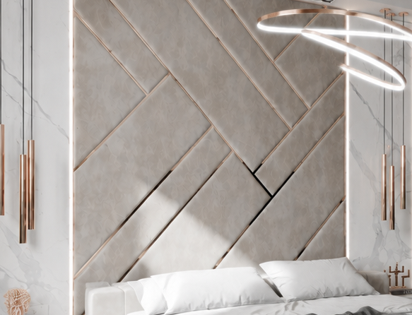 Elysium Luxury Geometric Wall-Panel Bed