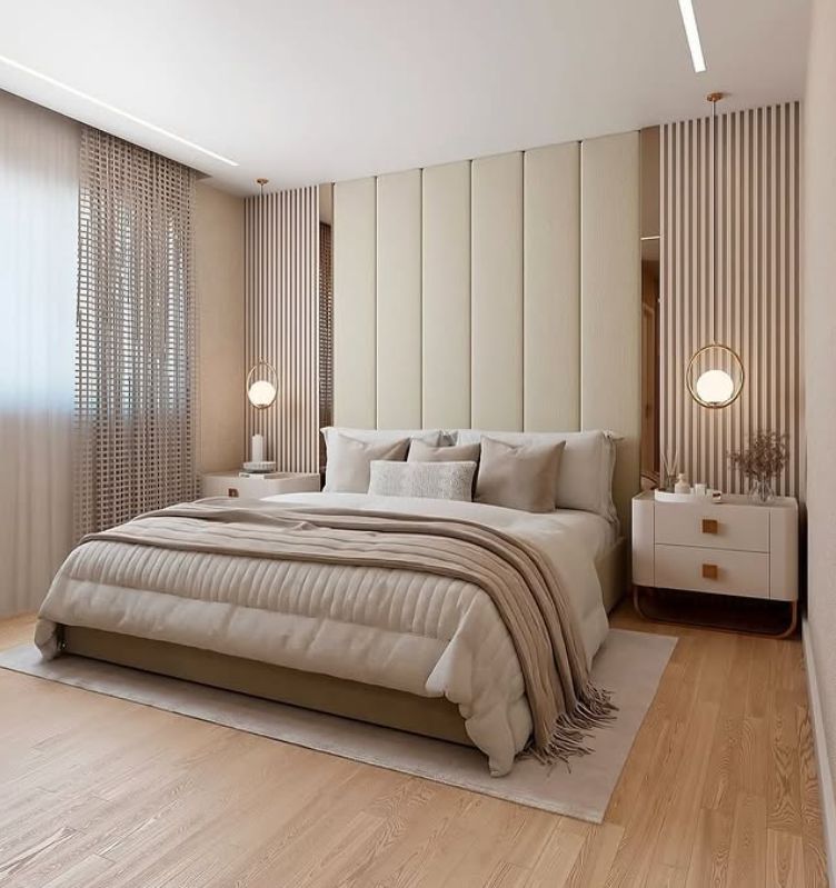 The Linear Vertical Panel Bed with Elegant Headboard