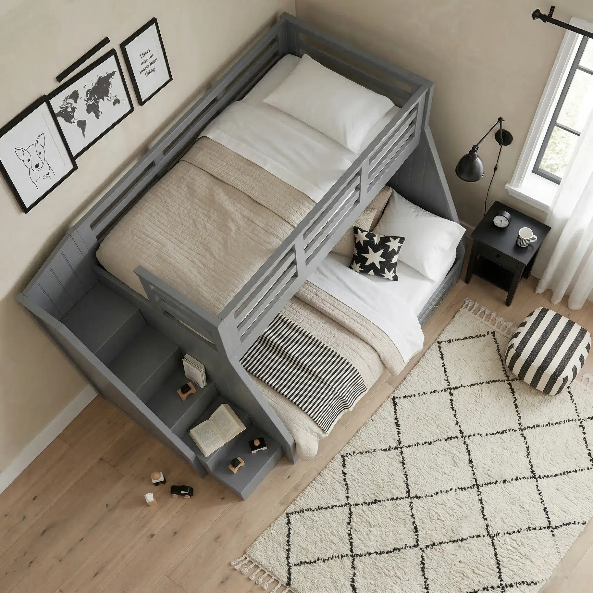 The Austin Heavy-Duty Twin-over-Full Bunk Bed with Storage Stairs & Drawers