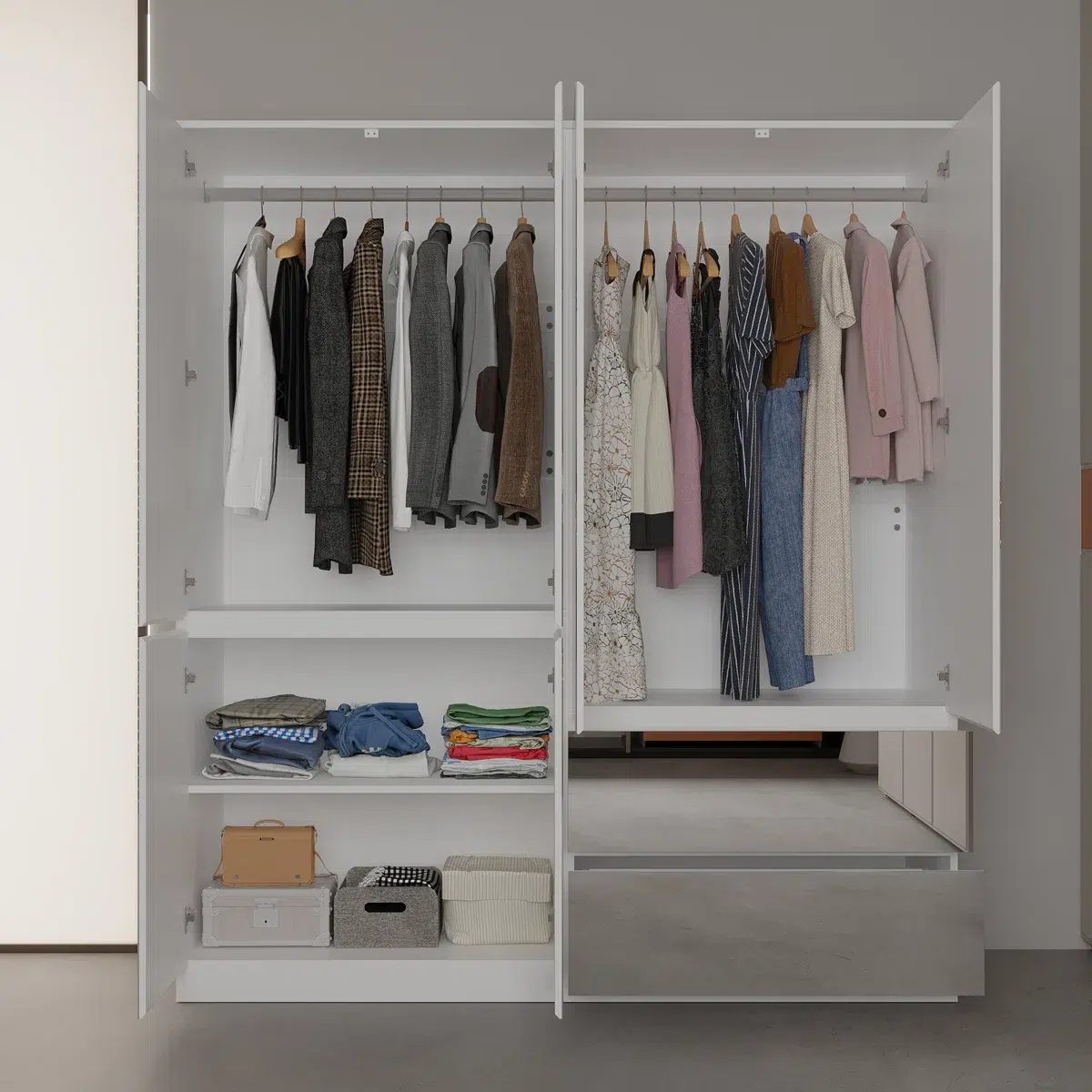 The Royaluxe Modern 4-Door Mirrored Wardrobe
