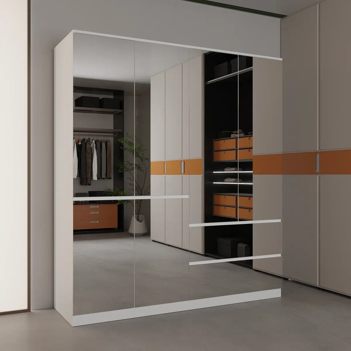 The Royaluxe Modern 4-Door Mirrored Wardrobe