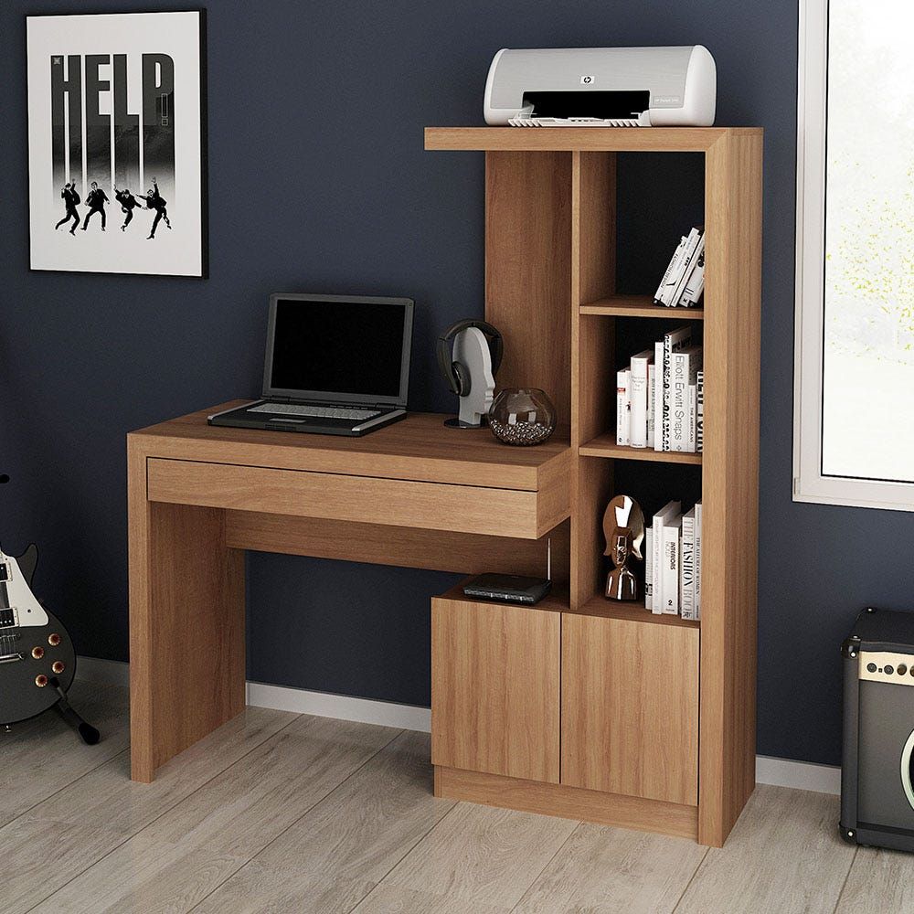 Modern Workspace Study Desk with Integrated Shelving