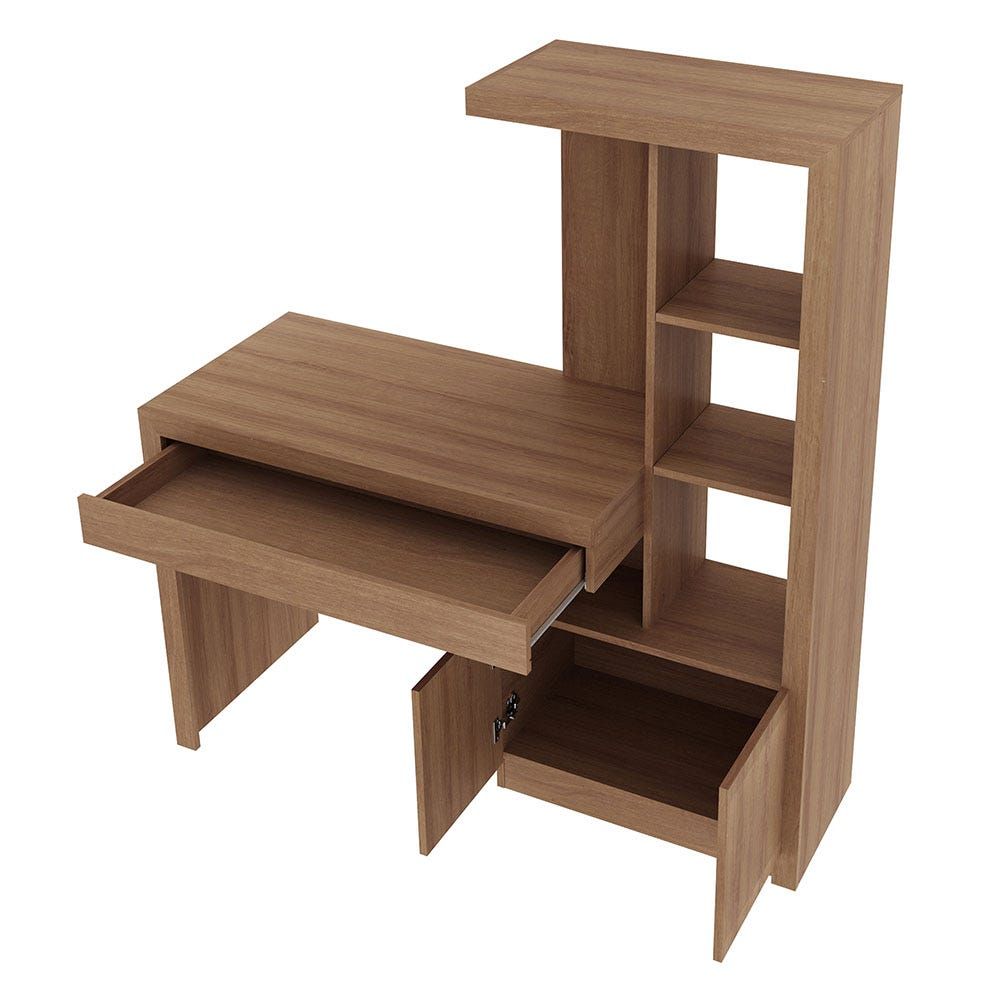 Modern Workspace Study Desk with Integrated Shelving