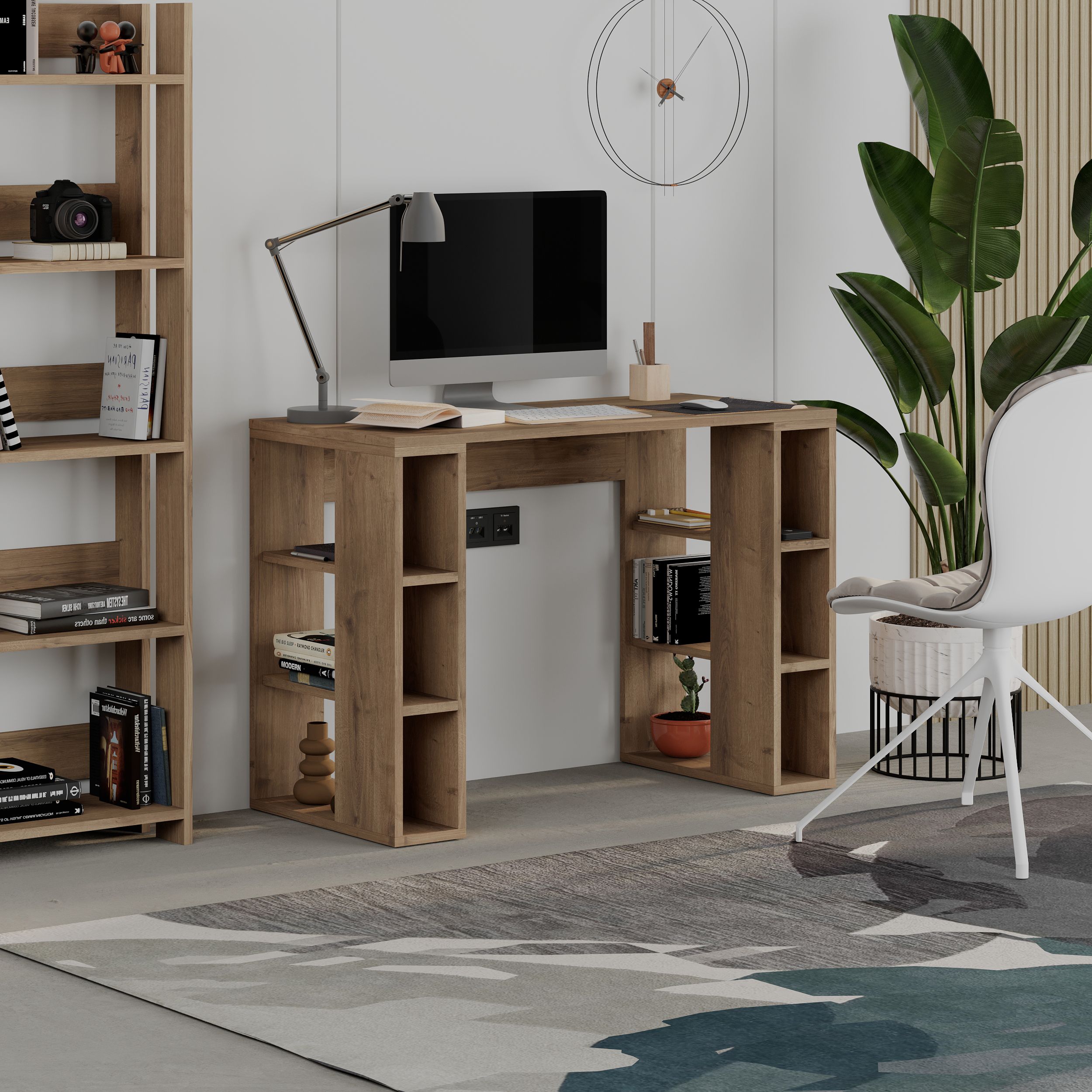 Modern Open-Shelving Study Desk