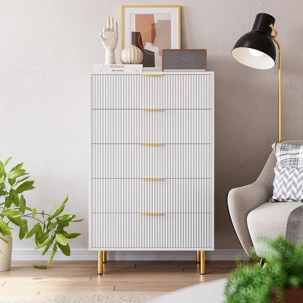 Modern Fluted 5-Drawer Storage Chest