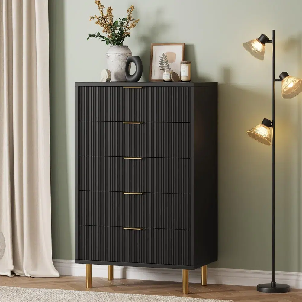 Modern Fluted 5-Drawer Storage Chest