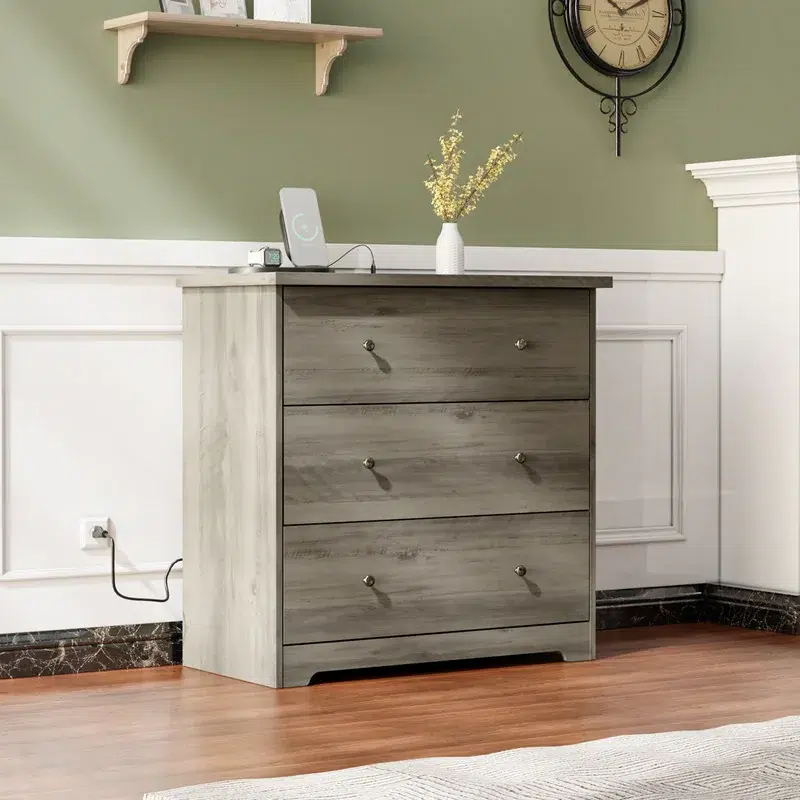 Rustic Grey 3-Drawer Storage Chest