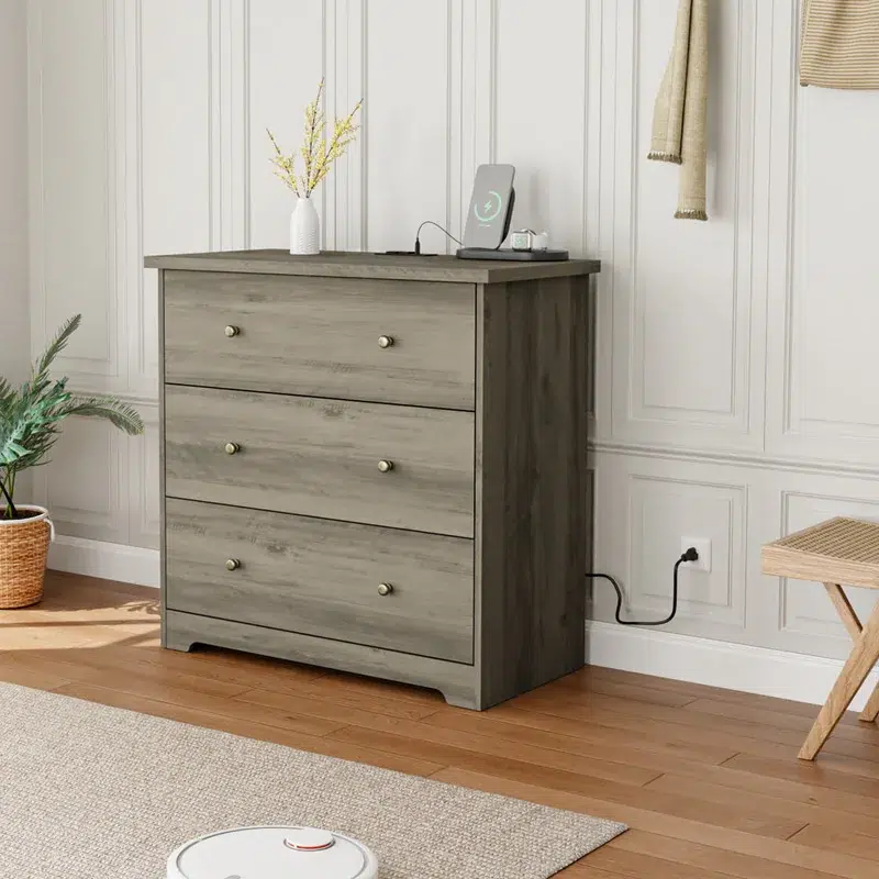 Rustic Grey 3-Drawer Storage Chest