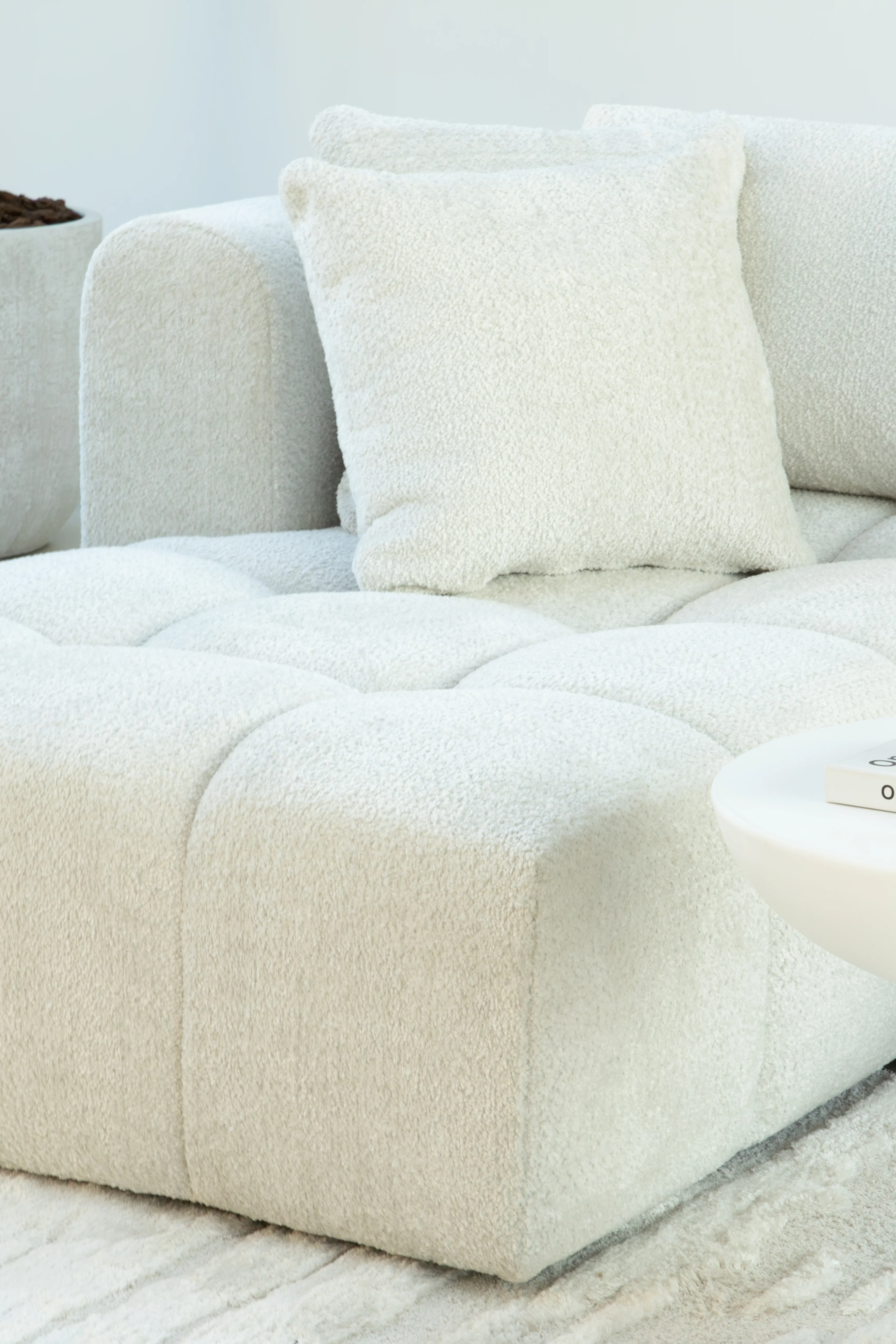 Modern Plush Bouclé L-Shape Sectional Sofa