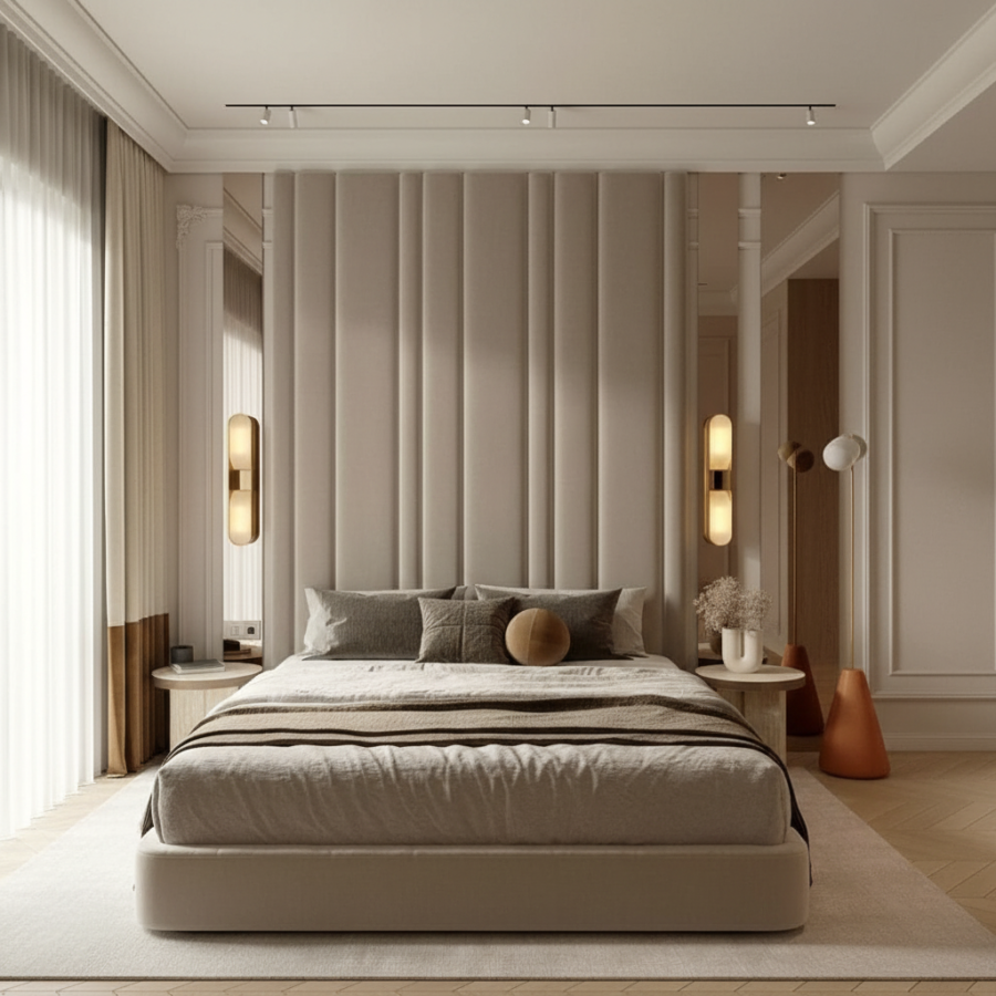 Grand-Vertigo Upholstered Wall-Panel Bed