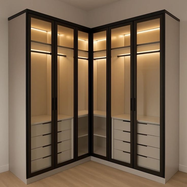 Lumina Corner Glass Wardrobe