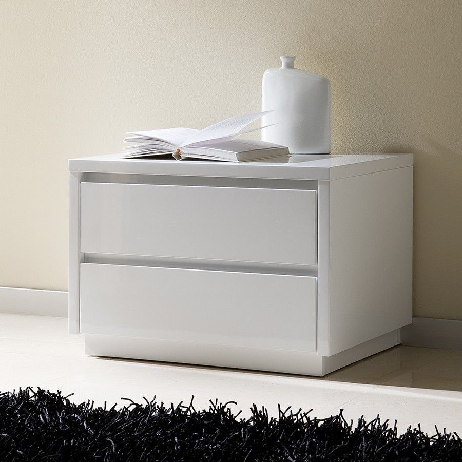 Minimalist Gloss White Nightstand