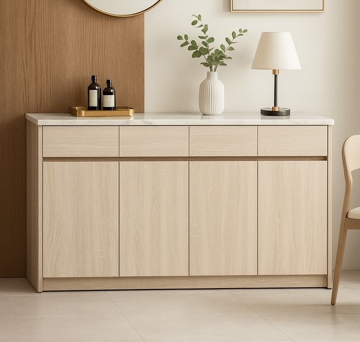 Serene Marble-Top Sideboard & Chest of Drawers
