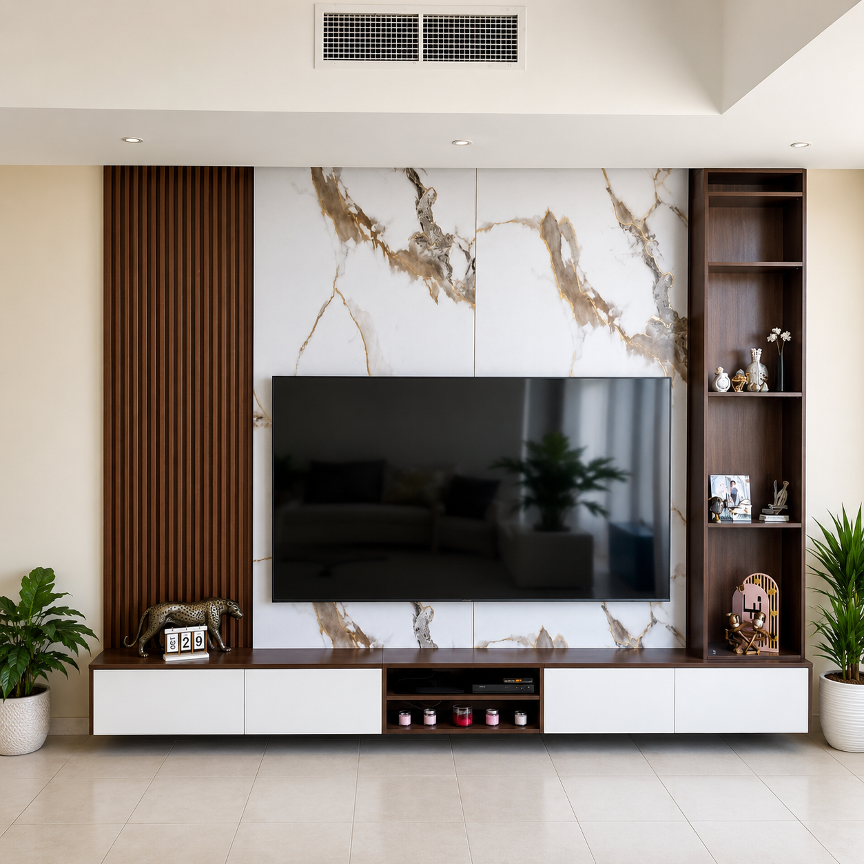 Product Name Azure Marble-Vein Wall Panel TV Unit