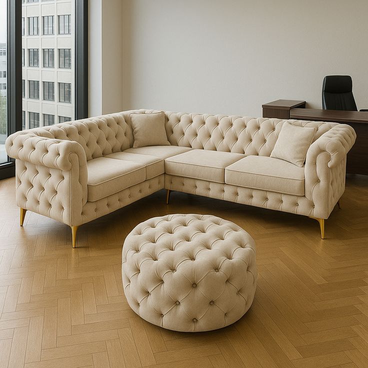 Belgravia Tufted Sectional and Ottoman Set