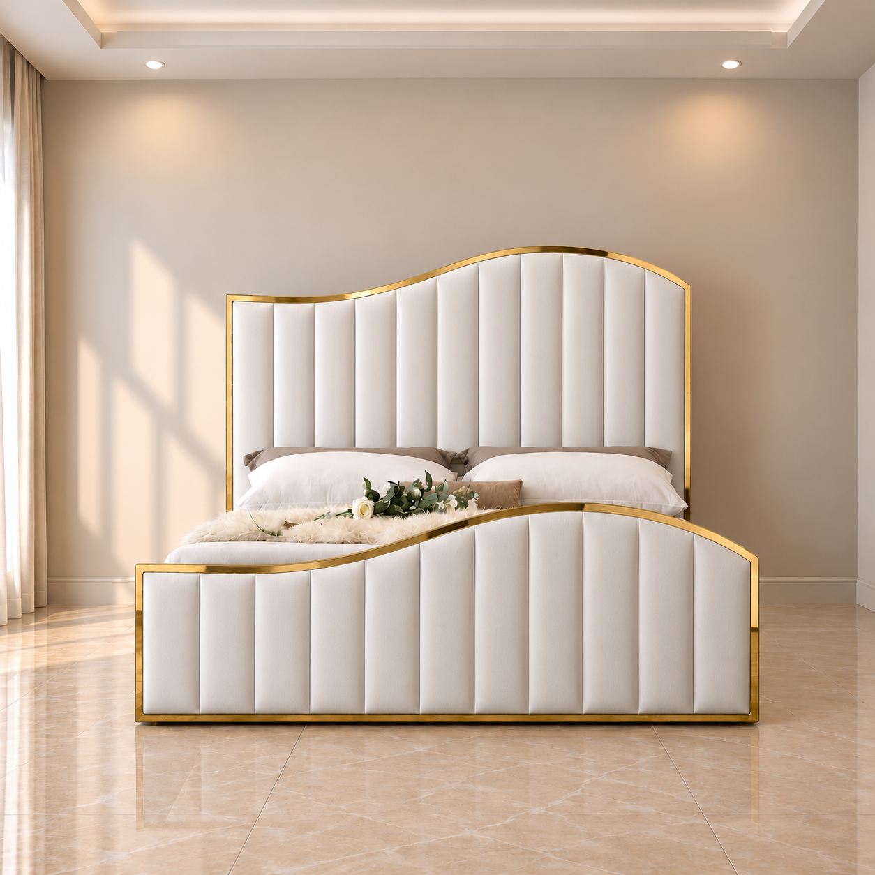 Biscayne Scalloped Velvet Bed 
