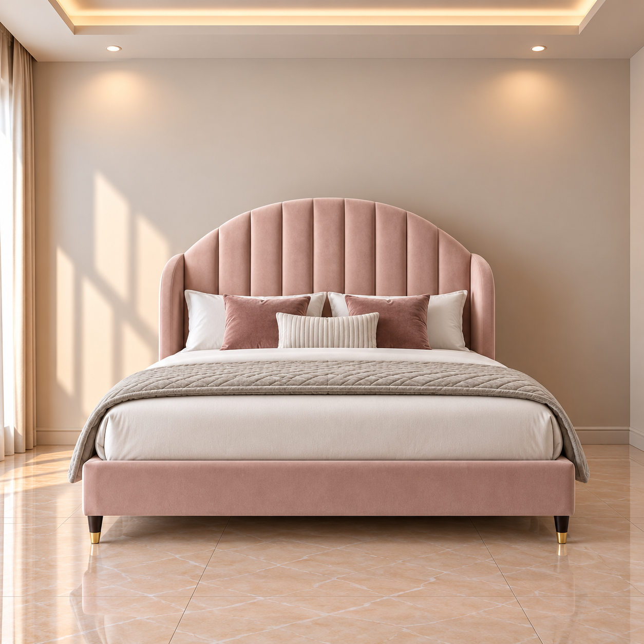 Belgravia Scalloped Velvet Bed
