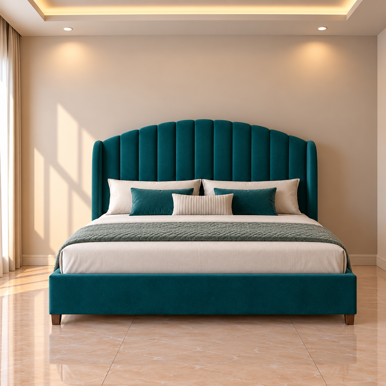 Brio Scalloped Wingback Bed